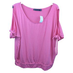 Women's New York & Co Short-Sleeve Cold Shoulder Blouse Tie Knot Summer Shirt